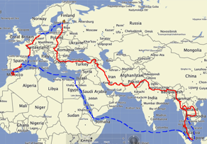 My route to Asia and Africa